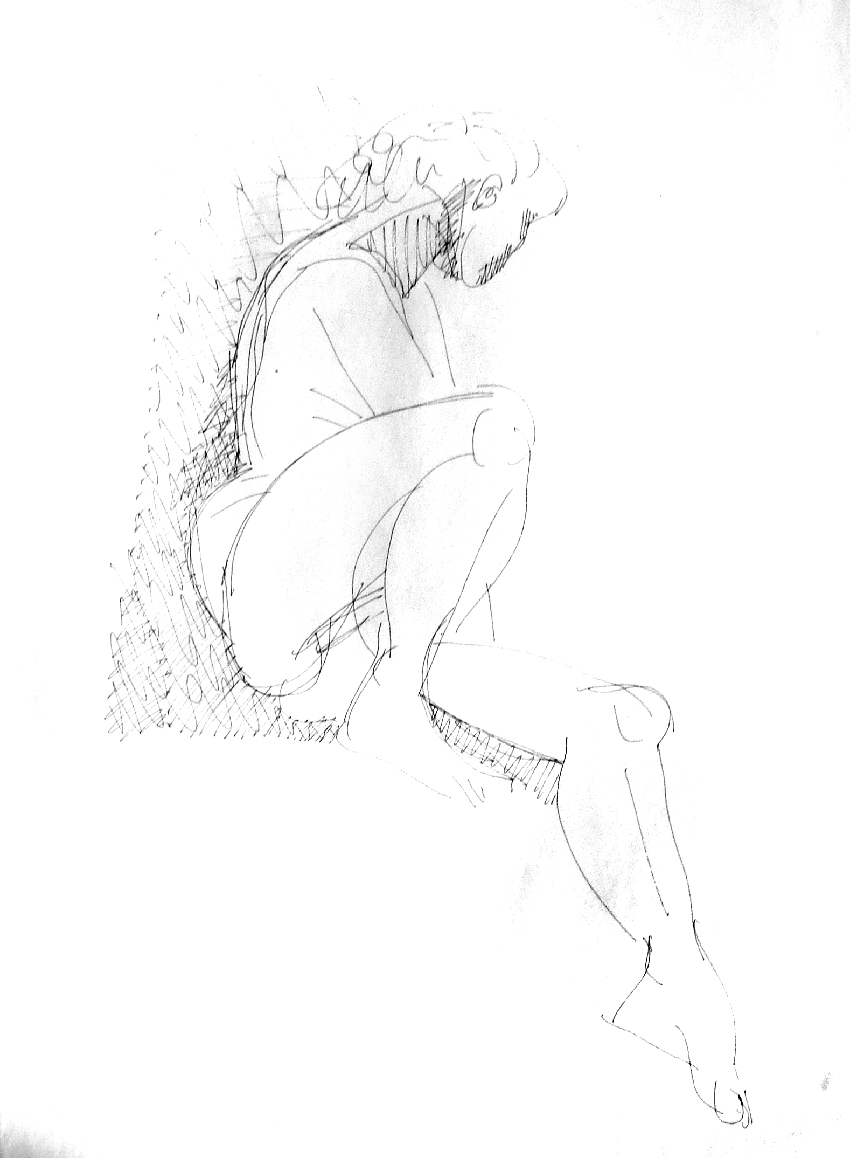 Sitting with one foot up